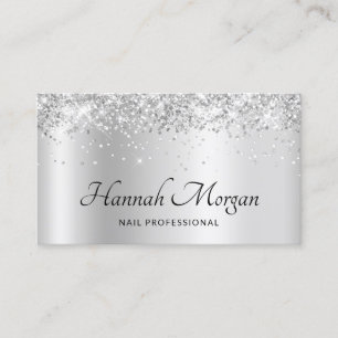 Carte De Visite Satin ombré argent pâle élégant avec paillettes et