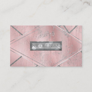 Carte De Visite Satin Rose Et Argent Pailleté Glam Chic Style Salo