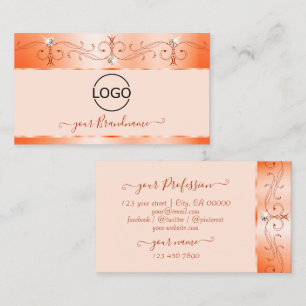 Carte De Visite Saumon de verre de luxe Ornate Bijoux étincelants