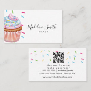 Carte De Visite Saupoudrer Boulangerie Rainbow Cupcakes Code barre