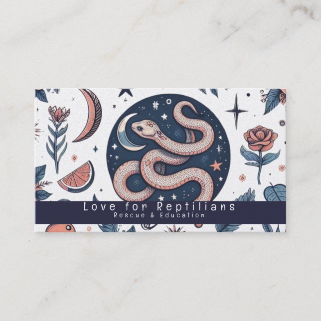 Carte De Visite Sauvegarde de fleurs de reptiles de serpent modern (Devant)