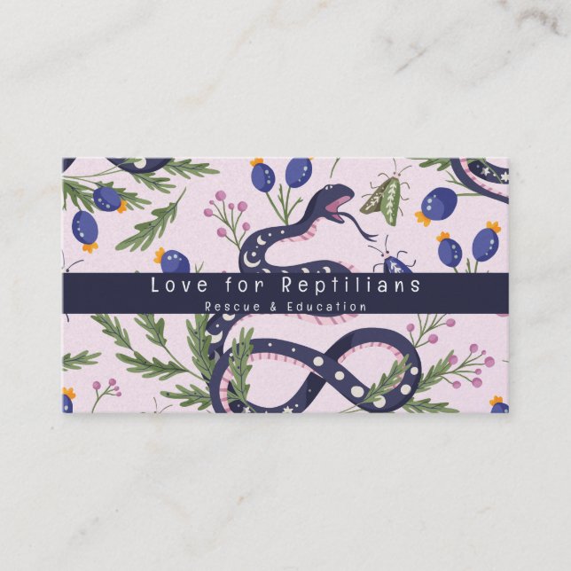Carte De Visite Sauvetage de fleurs de reptiles de serpent (Devant)