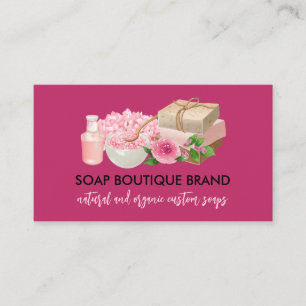 Carte De Visite Savon artisanal fait main illustration rose burgun