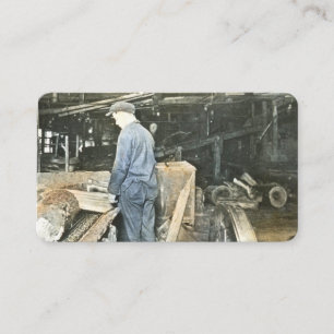Carte De Visite Sawmill Workers Magic Lantern Slide Vintage