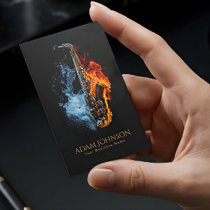 Carte De Visite Saxophone de musicien de luxe Feu et Eau          