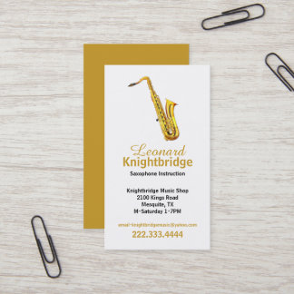 Carte de visite saxophone d'or