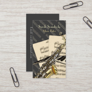Carte De Visite Saxophone et musique de piano personnalisée