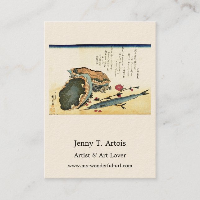 Carte De Visite Sayori & Awabi (Halfbeak, Abalone) Poisson Hiroshi (Devant)