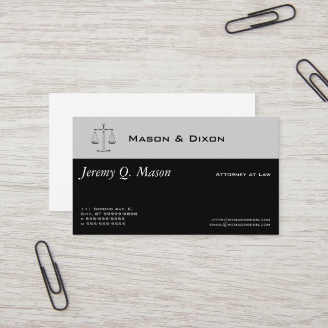 Carte De Visite Scales de justice (Devant/Arrière en situation)