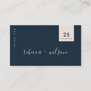 CARTE DE VISITE SCANDI CLEAN NAVY BLUSH MINIMAL MARIAGE MERCI