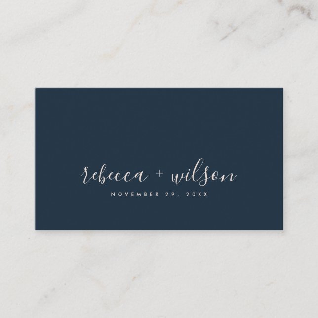 CARTE DE VISITE SCANDI CLEAN NAVY BLUSH MINIMAL MARIAGE MERCI (Devant)