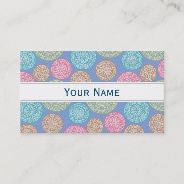 Carte De Visite Scandinavian Flower Mandalas Pattern 1 (Devant)