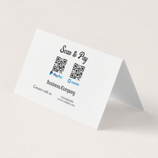 Carte De Visite Scanner pour payer le code q r paypal venmo ajoute (Devant)