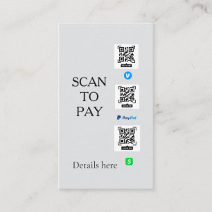 Carte De Visite scanner pour payer les détails du code QR venmo ca