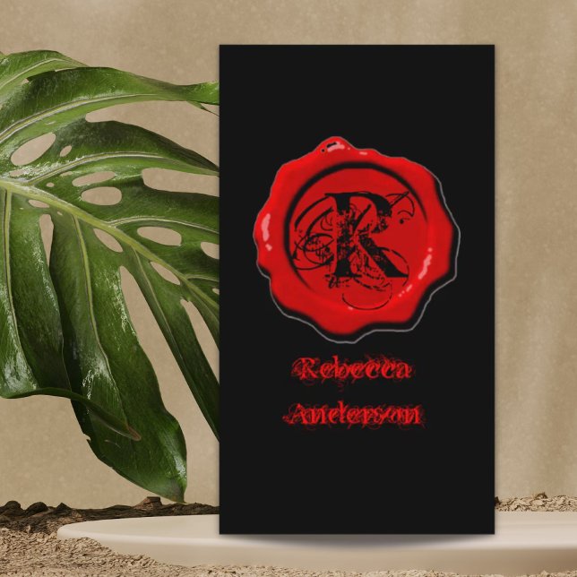 Carte De Visite Sceau de cire rouge gothique Maquillage artiste ta (Gothic Red Wax Seal Make up artist Tattoo Business Card)