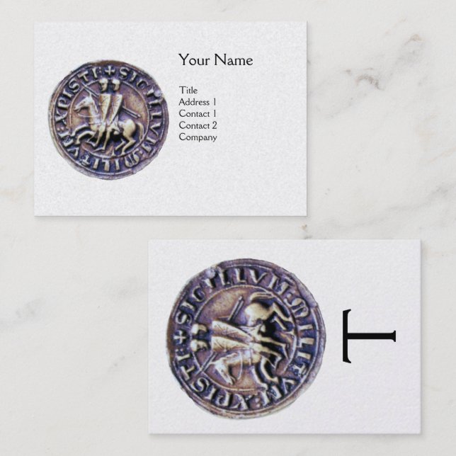 Carte De Visite SCEAU DU MODÈLE DE CHEVALIERS MONOGRAM Pearl Blanc (Devant / Derrière)