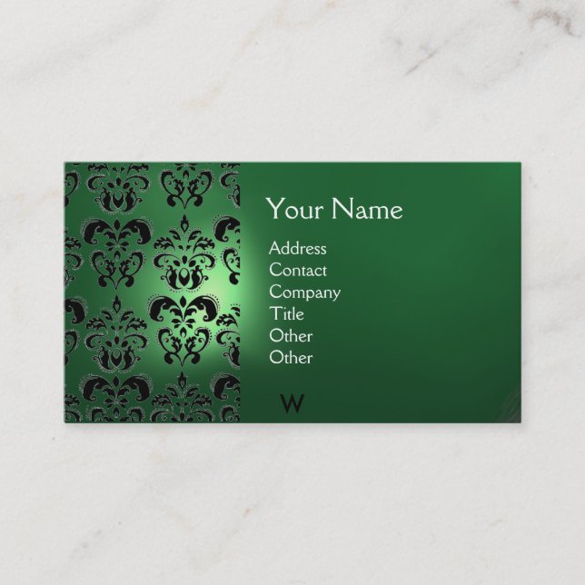 Carte De Visite SCEL EN CIRE DAMASQUINÉ  MONOGRAMME vert (Devant)