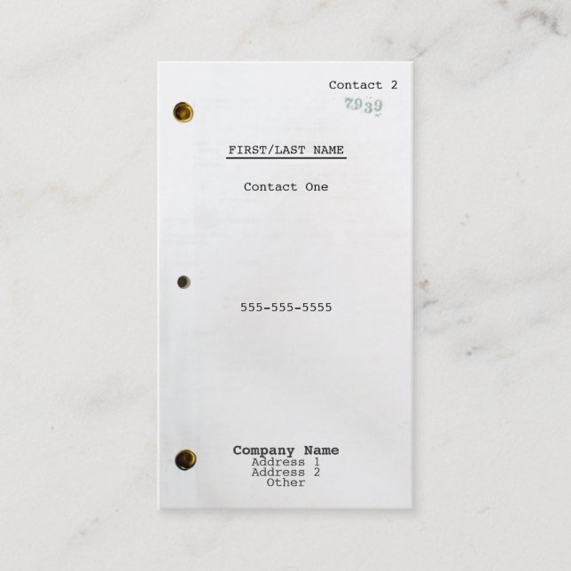 Carte De Visite Scénario (Devant)