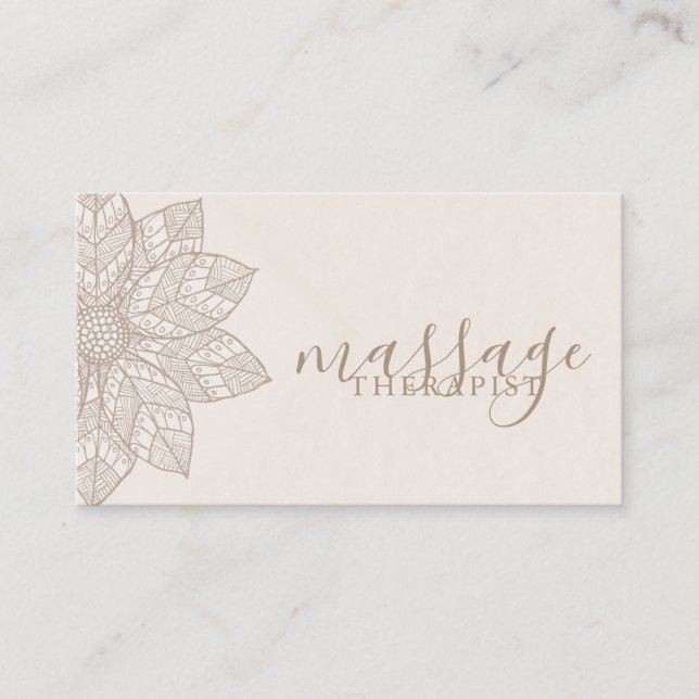 Carte De Visite Scénario de Thérapeute en Massage Moderne Fleur de (Devant)