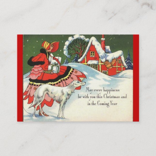 Carte De Visite Scène de Noël Art déco (Devant)