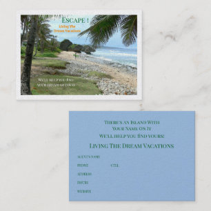 Carte De Visite Scène de plage, évasion vers une île/ Agent de voy