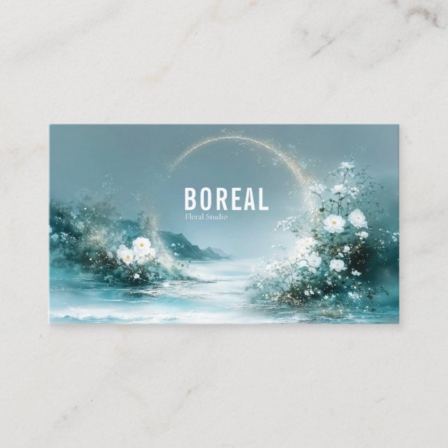 Carte De Visite Scène d'eau céleste florale blanche et lumineuse (Devant)
