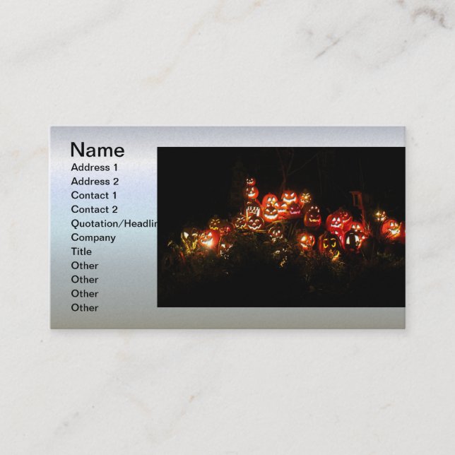 Carte De Visite Scène d'Halloween remplie de Jack-O-Lanterns (Devant)