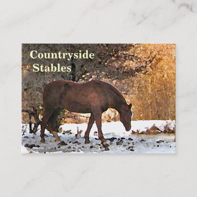 Carte De Visite Scène hivernale Cheval Stables (Devant)