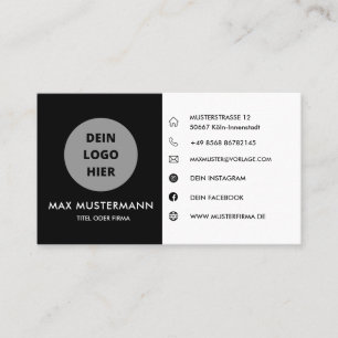 Carte De Visite Schwarz/Weiß Visitenkarte Selbst Gestalten Vorlag