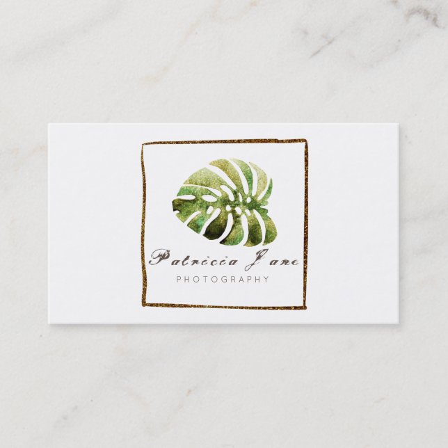Carte de visite scintillant d'aquarelle tropicale (Devant)