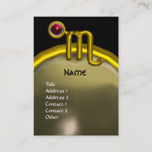 Carte De Visite SCORPIO ZODIAC ANNIVERSAIRE MONOGRAM Grenade rouge