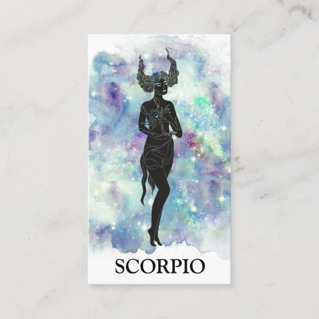 Carte De Visite *~* SCORPIO Zodiac Astrologie Lectures Blue Turquo (Devant)