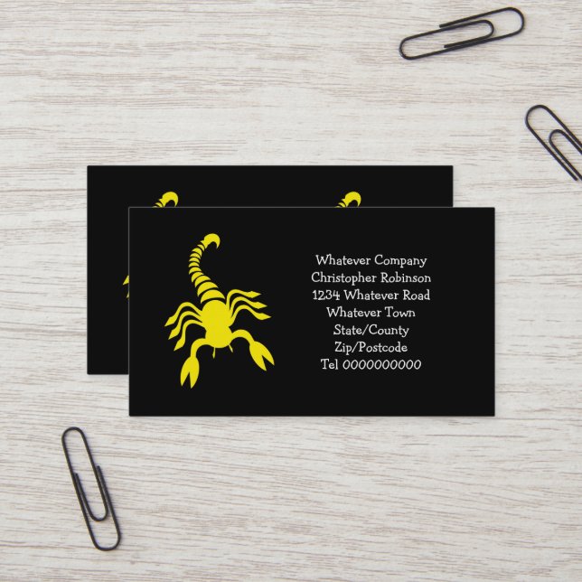 Carte de visite Scorpion Jaune (Devant/Arrière en situation)