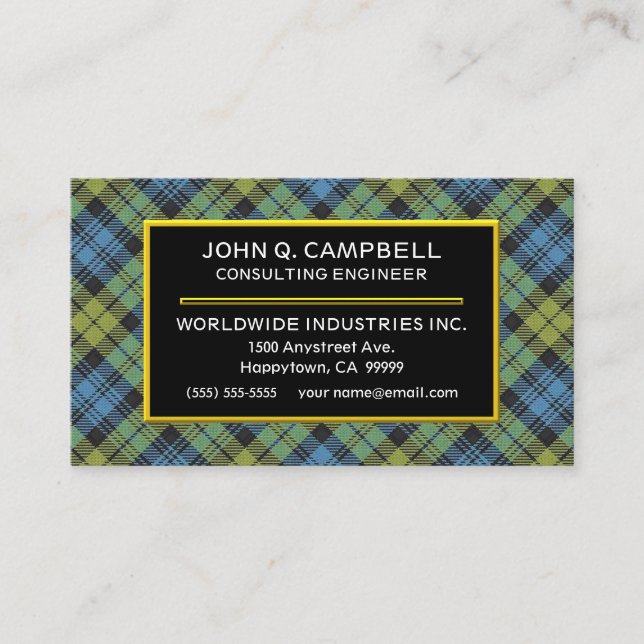 Carte De Visite Scottish Campbell Tartan Plaid (Devant)