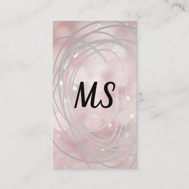 Carte De Visite Scribble Artiste | Monogramme | Livre rose (Devant)