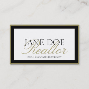 Carte De Visite Script B/W Gold/Bordure