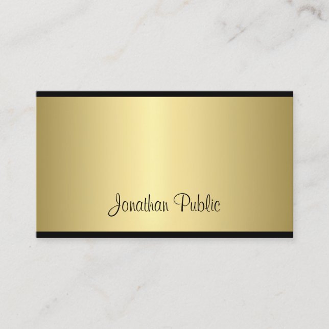 Carte De Visite Script Classique Design Moderne Design Glamour Or (Devant)