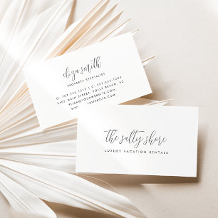Carte De Visite Script de calligraphie gris simple et élégant
