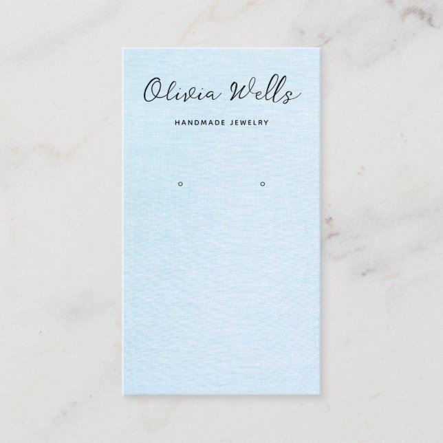 Carte De Visite Script de calligraphie Simple Bleu Boucles d'oreil (Devant)