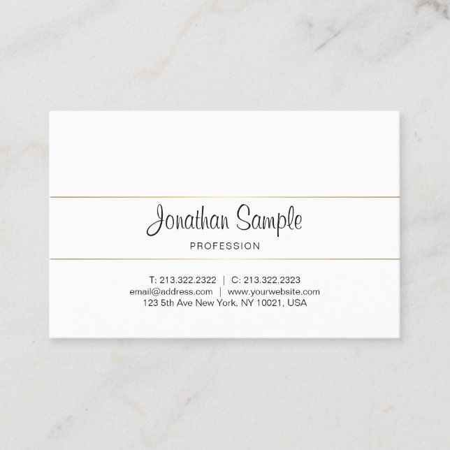 Carte De Visite Script de calligraphie tendance Gold Design Luxury (Devant)