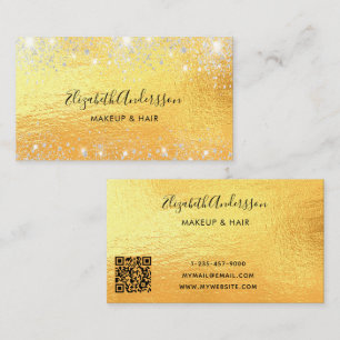 Carte De Visite Script de code QR or argent
