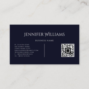 Carte De Visite Script de code QR personnalisé minimaliste bleu mo