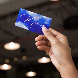 Carte De Visite Script de maquillage en néon bleu