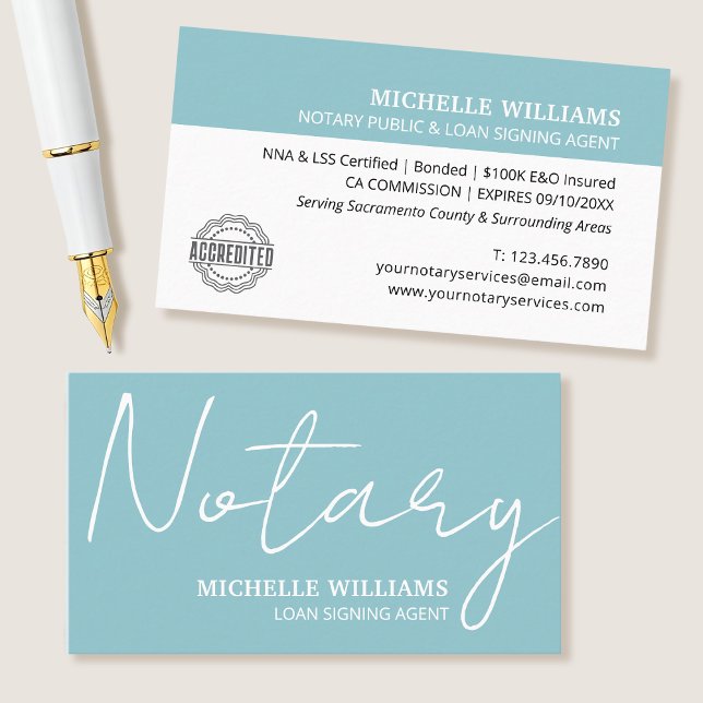 Carte De Visite Script de Notaire Agent de Signature de Prêt Logo  (Créateur téléchargé)