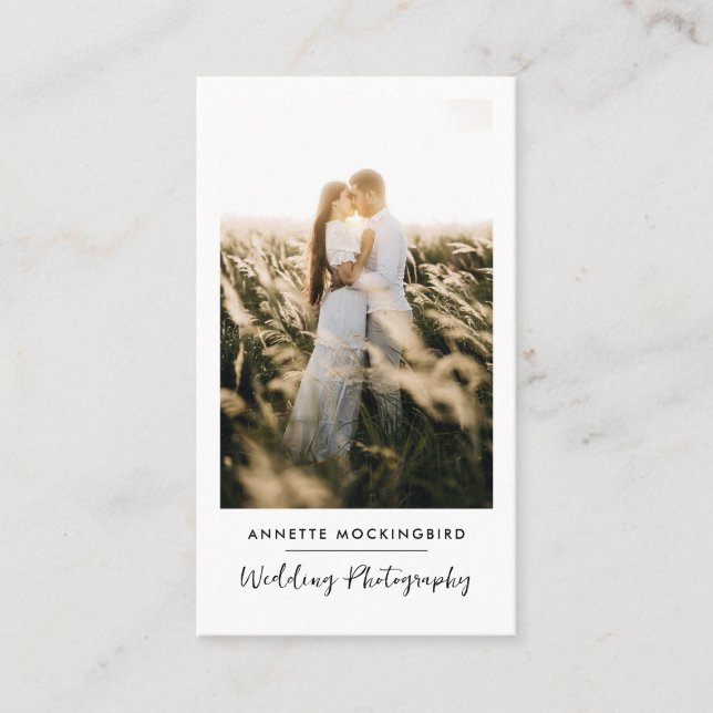 Carte De Visite Script de photographie de mariage élégant moderne (Devant)