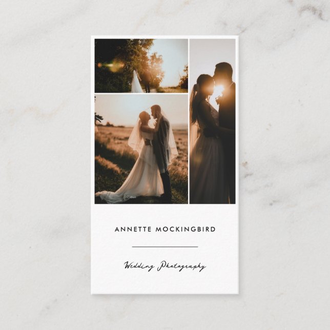 Carte De Visite Script de photographie de mariage moderne en colla (Devant)