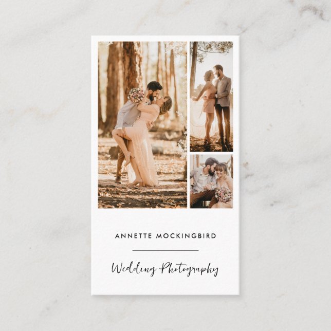 Carte De Visite Script de photographie de mariage moderne en colla (Devant)