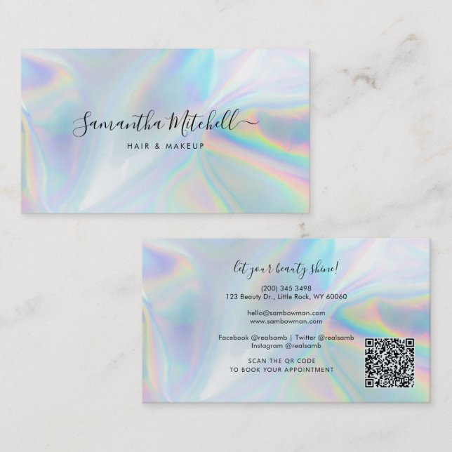 Carte De Visite Script de QR code de beauté et de maquillage pour  (Devant / Derrière)