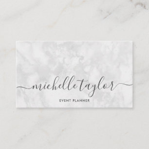 Carte De Visite Script de signature minimaliste moderne en marbre 