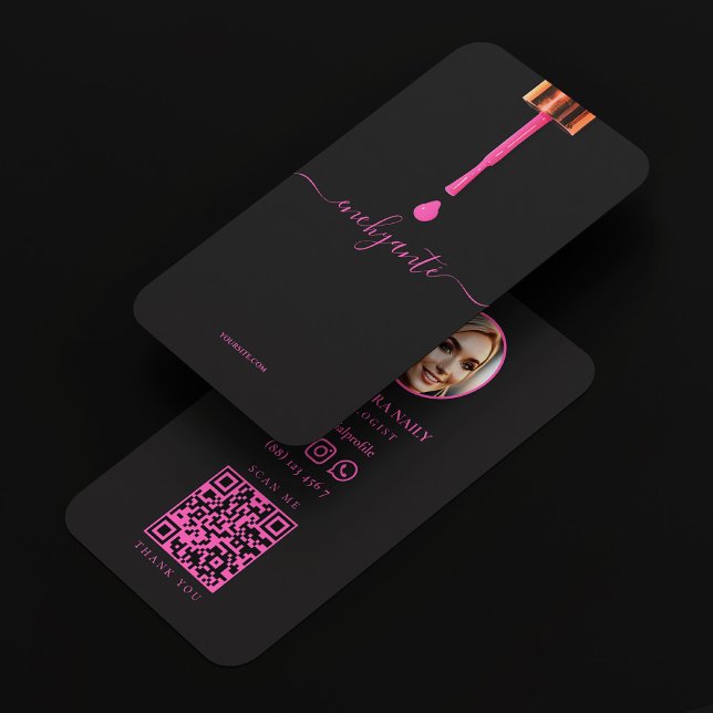 Carte De Visite Script de Tech Ongles Vernis à Ongles Rose Salon M (Nail Tech Script Pink Nail Polish Salon Minimal Business Card
)